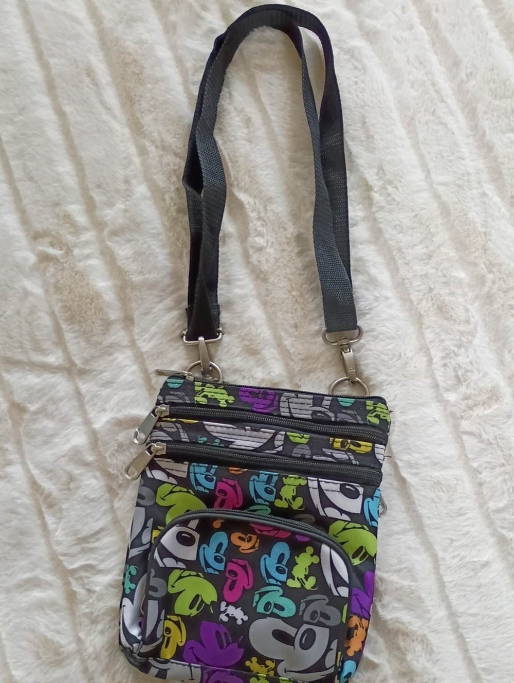 Disney Multicolor Character Print Crossbody with Black Strap